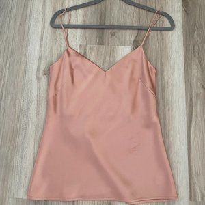 Pink V Neck Satin Camisole Top